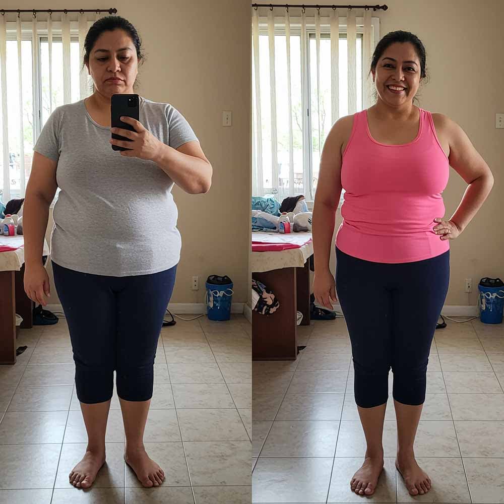 Body Slim Atlanta before and after photo of a woman with a slimmer waistline and more toned midsection